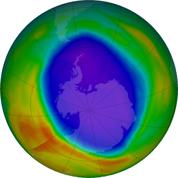 Antarctic ozone map for 26 September 2018